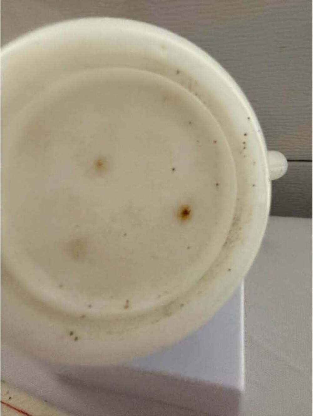 Vintage Fire-King Milk Glass Blue Tulip & Gingham Mug - Picture 5 of 7